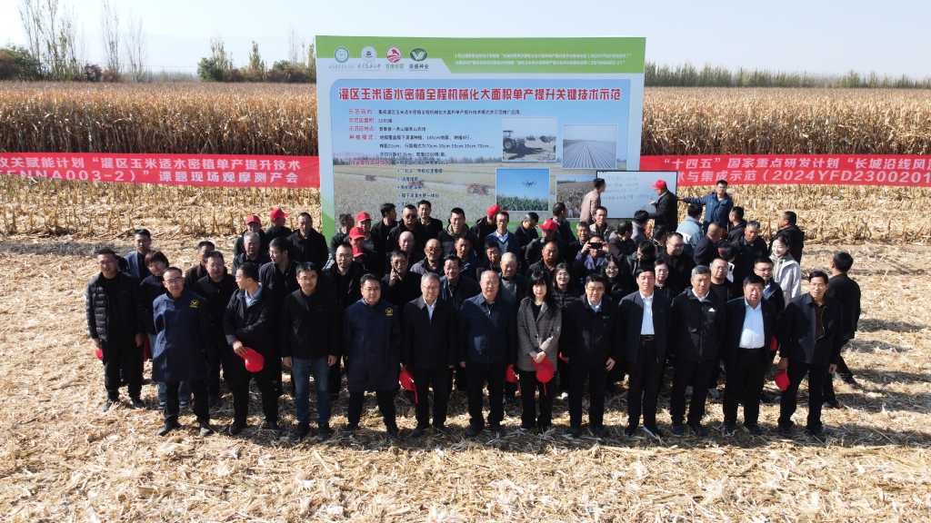 旱地农业研究所举办“灌区玉米适水密植全程机械化大面积单产提升关键技术示范”机械化籽粒直收现场观摩测产会